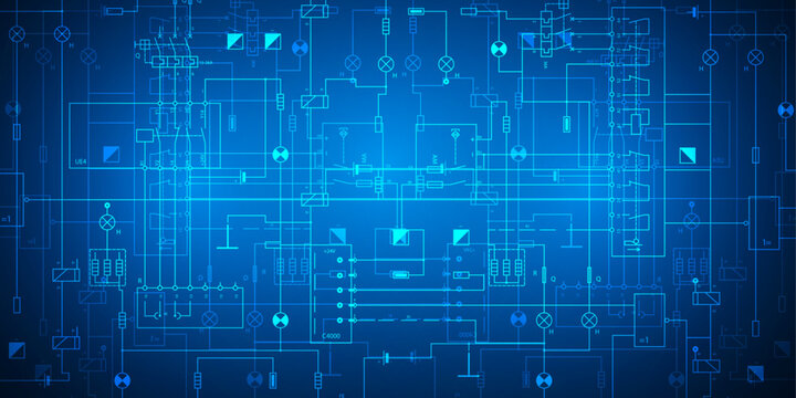 Electrical diagram. Technical drawing. Engineering industry. Vector illustration .