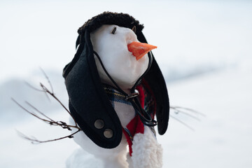 A handmade snowman on a winter day, the authentic, unpolished aesthetic of 'Candid Camera Roll' and...