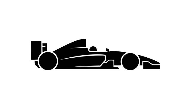 Vector illustration of a high-speed open-wheel racing vehicle silhouette icon, on transparent background