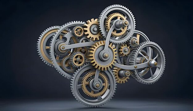 Intricate mechanical gear assembly