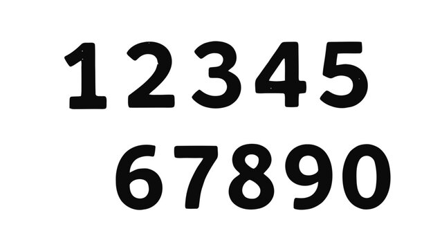 Vector illustration of, on transparent background, a full set of black Arabic numerals digits 0-9