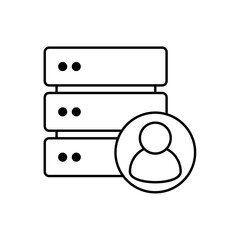 Icon a user database with person and server, isolated against a clean background.