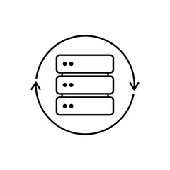 Icon a database sync with rotation arrows, isolated against a clean background.