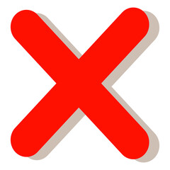 Obraz premium cross mark in flat red style 