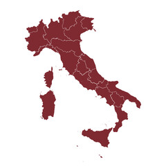 Fototapeta premium Minimalist Italian Silhouette with Regional Borders for Infographics, Travel, and Education