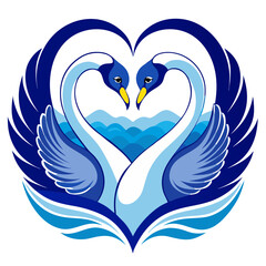 Obraz premium two swan love shape in love in water , white background