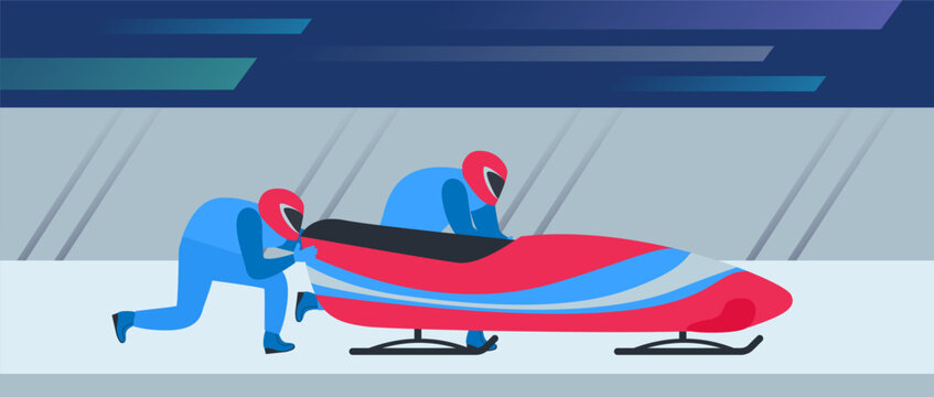 bobsleigh competition winter spot game vector illustration