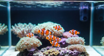 Clownfish in a reef aquarium