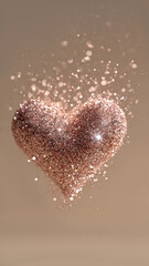 Fototapeta premium Heart with snow, sequins and glitter. 