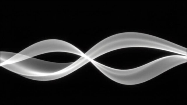 Monochrome abstract background with flowing white curved lines on black, gentle wave movement, seamless loop animation, clean and modern visual