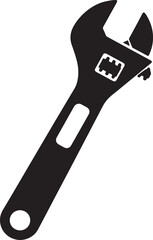 Naklejka premium Adjustable Crescent Wrench Icon Black Silhouette Hand Tool Vector Illustration