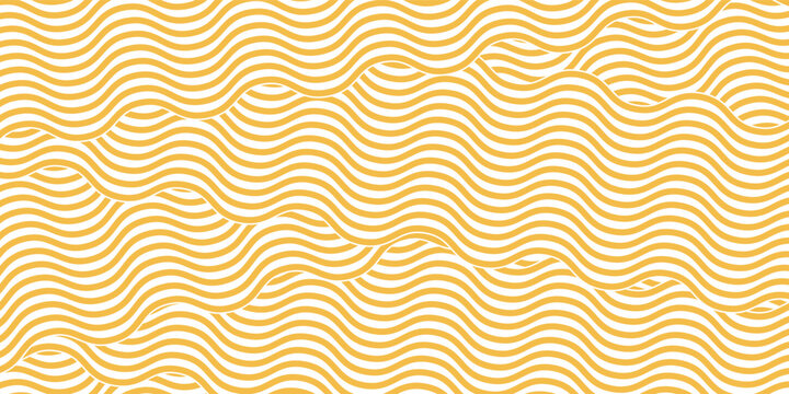 Yellow instant noodles, pasta, and spaghetti textures with geometric wavy lines. eps 10