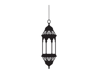 Obraz premium Elegant black and white illustration of a traditional moroccan style hanging lantern isolated on white