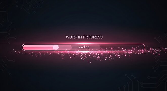 loading progress bar with work in progress text.