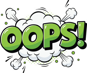 Comic OOPS Sound Effect Cloud Speech Bubble Pop Art Vector