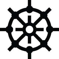 Obraz premium Buddhist Dharma Wheel Minimalist Line Art Icon