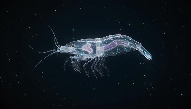 Cystisoma, the deep-water crustacean is as clear as glass.