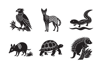 Ancient Jungle Animals Solid Black Silhouette Bundle