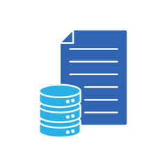 Icon a database document file with server stack, isolated against a clean background.