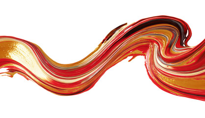 Red and golden paint stroke effect isolated on the transparent background.