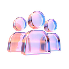 A 3D icon of a group of people isolated on a white background with a holographic effect