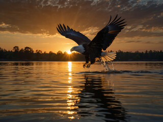 eagle at sunset