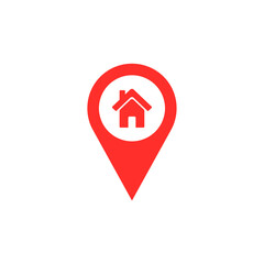 Fototapeta premium Red location pin with house icon isolated on transparent background