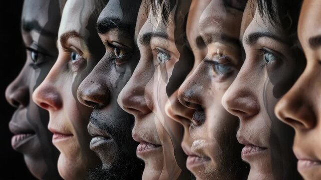 Video A of multiple individuals showing various facial expressions, including happy, sad, surprised, and more