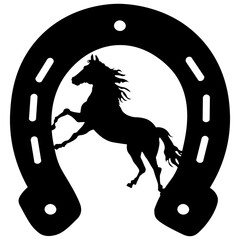 Horse with Horseshoe, Hand Drawn Vector Illustration
