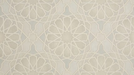 Intricate Geometric Pattern in White and Silver Tones With a Repeating Star Motif