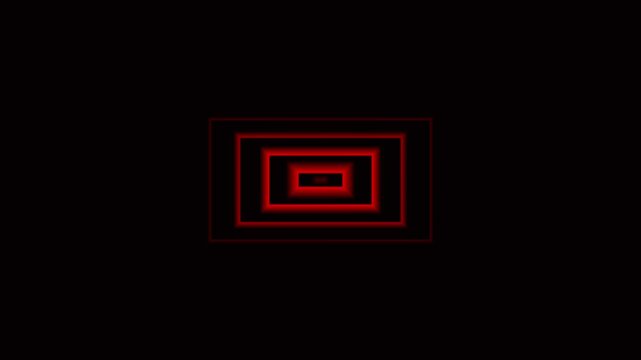 Abstract red Glowing Rectangular Frames Loop Animation on Black Background