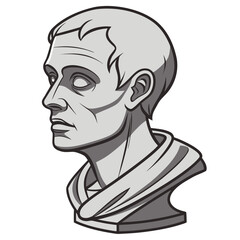 Almost living statue bust rendered with incredibly realistic skin texture, capturing a serene expression, a fusion of art and artificial life