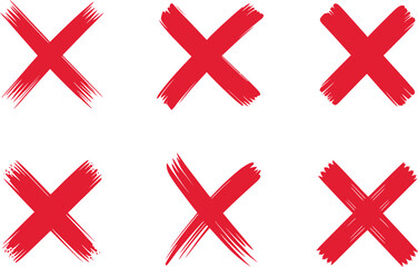 Obraz premium Collection of red cross marks on white background