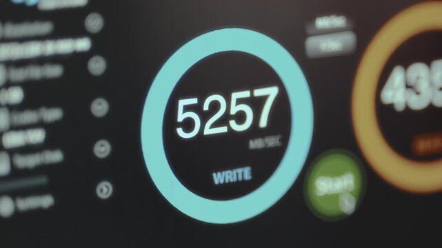 Performing a storage speed test for an SSD, Write speed