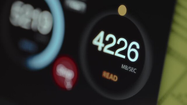 Disk speed test, Read speed result. Measuring the transfer speed of files
