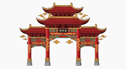 Chinese New Year Lunar Festival Vector Illustration Set