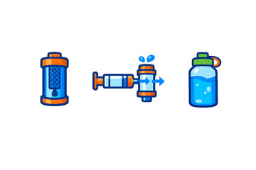Water purification process icons