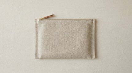 Simple neutral fabric pouch with zipper detail