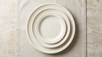 Stack of clean white dinner plates arranged neatly