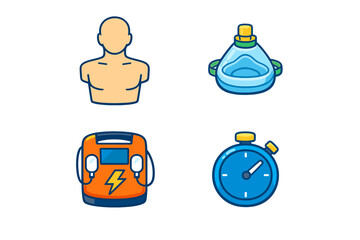 Obraz premium Cardiopulmonary resuscitation tools and equipment for emergency situations in first aid training sessions