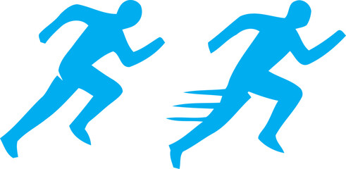 Vector illustration featuring silhouettes of running people in a marathon race team design symbol representing speed and athletic sport competition