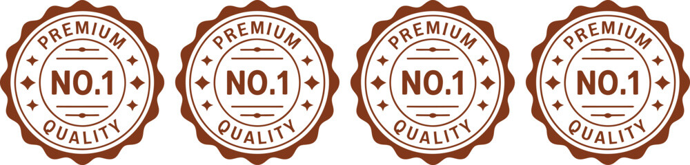 Fototapeta premium Vintage Brown Premium No 1 Quality Badge Set with Seal and Star Ornaments for Professional Product Branding and Excellence Certification Labels