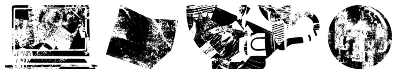 Abstract Geometric Shapes in High Contrast Halftone Vector Design