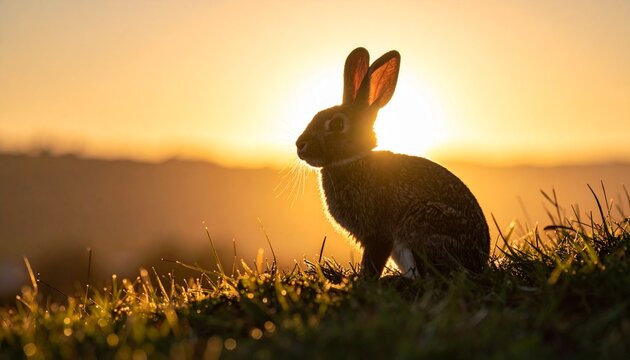 Osterhasen-Silhouette im Morgenlicht