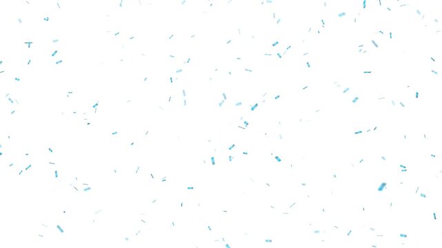 loopable blue paper confetti animation with white background alpha channel 4k.