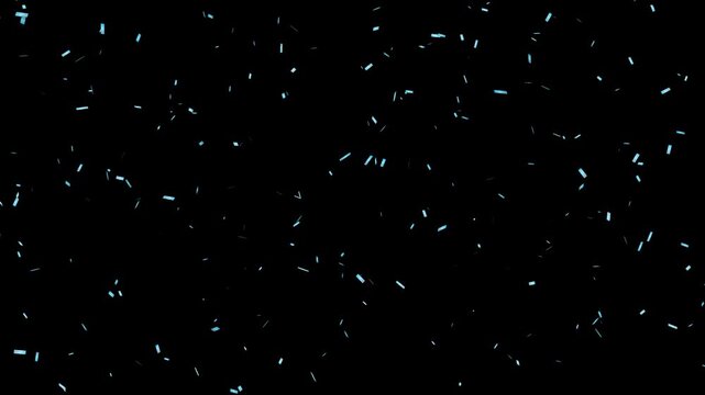 blue confetti falling animation on black background 4k loopable for celebration. festive blue confetti overlay.