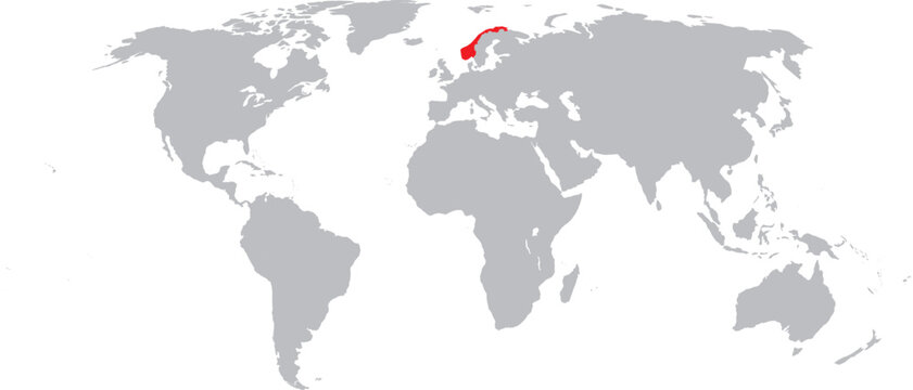 Norway Highlighted on World Map Vector Design.