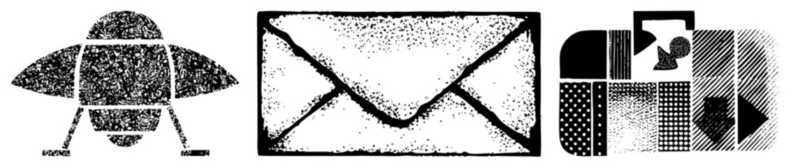 Halftone Bee, Envelope, and Abstract Graphic