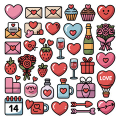 Valentine Candy Heart Icon Set Vector