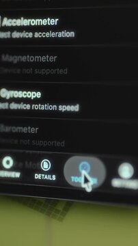 Accessing the toolbox with Accelerometer and Gyroscope